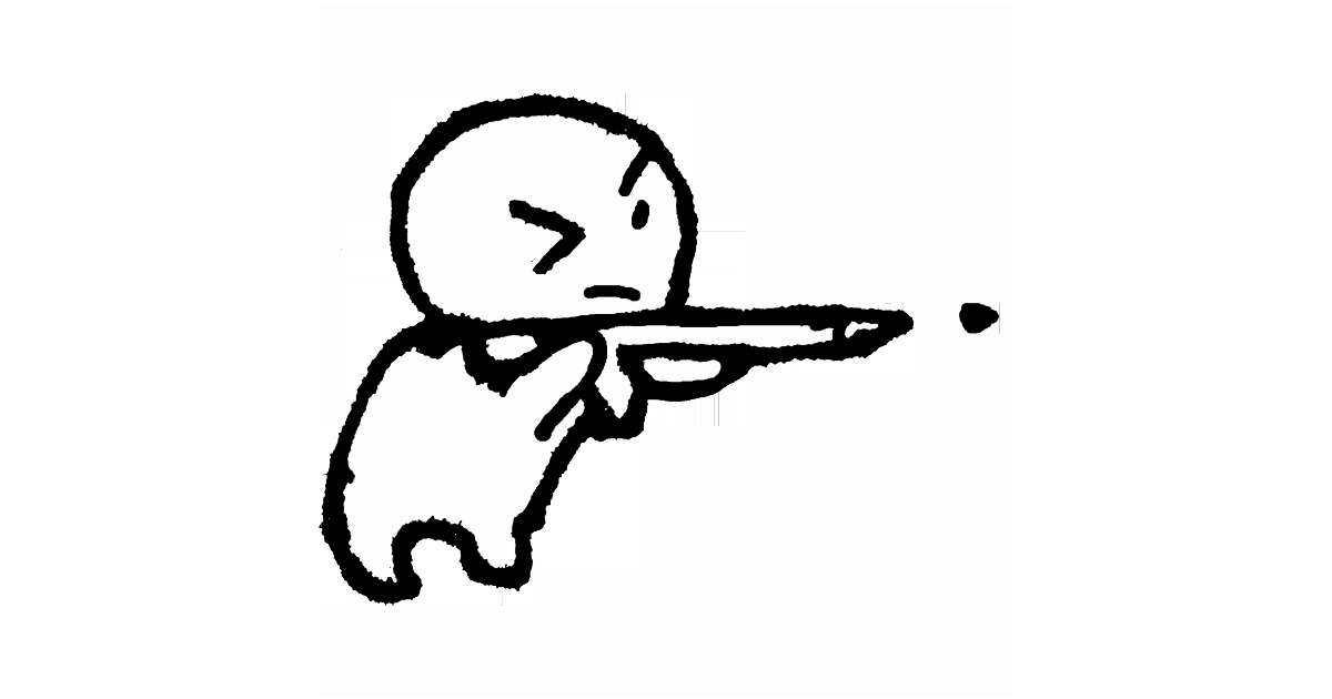 射撃」のイラスト無料素材｜ゆるい・かわいい・商用可・白黒【てがき