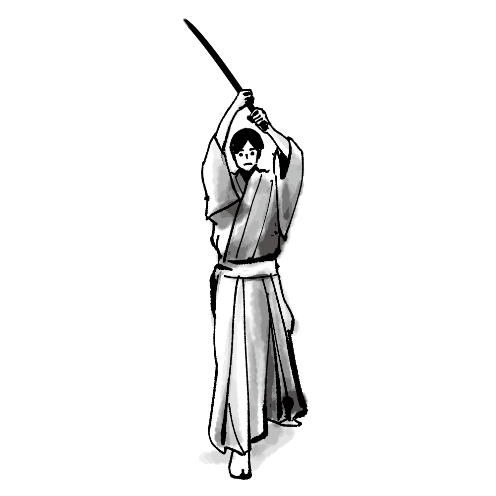 剣を上げる男性のイラスト / Men raising swords Illustration