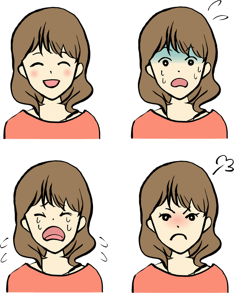 表情 喜怒哀楽 2のイラスト Emotions てがきですのb かわいい ゆるい無料イラスト