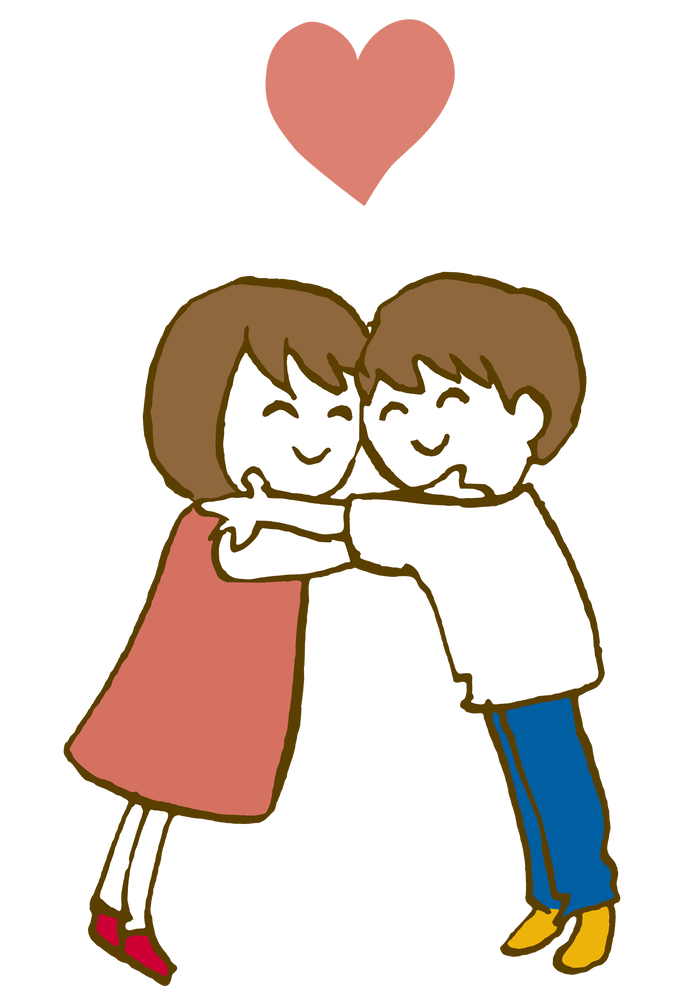 抱き合うカップル hug coupleのイラスト