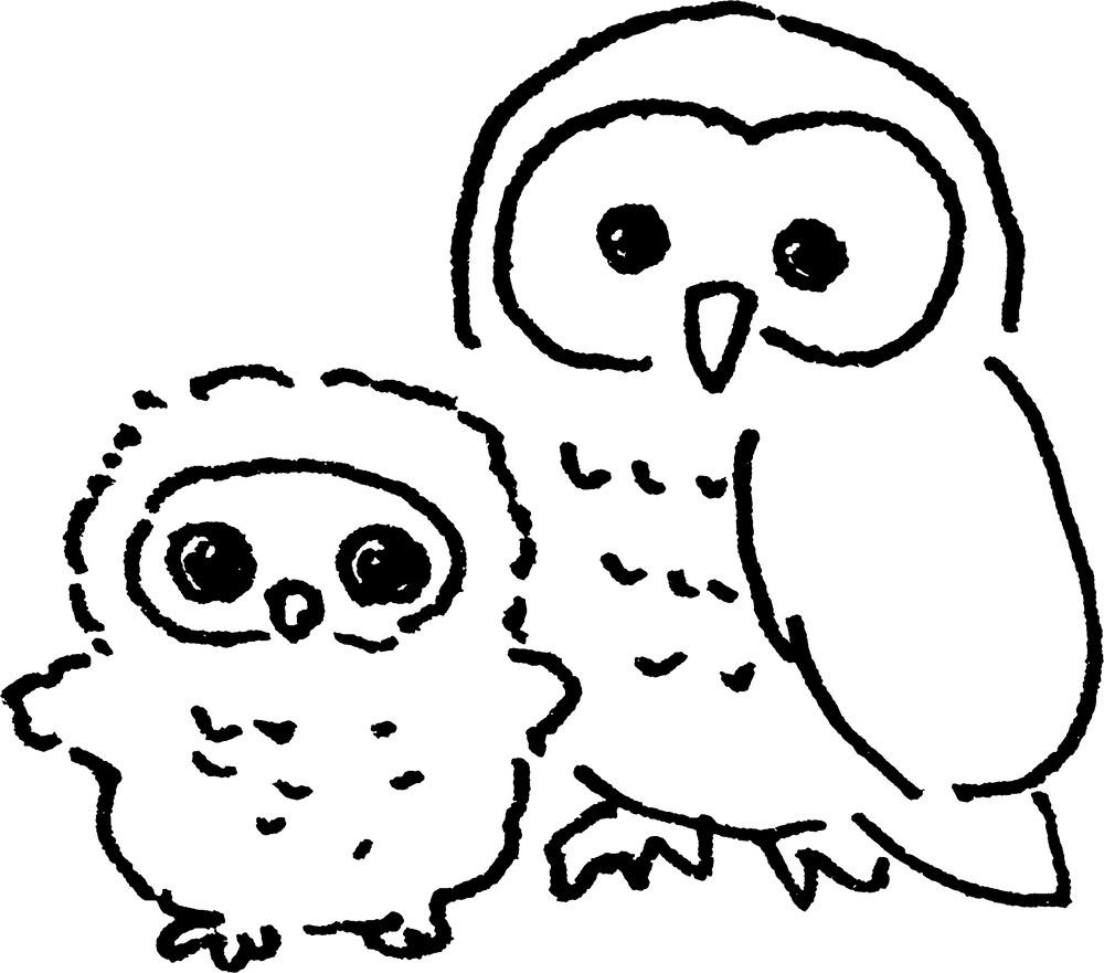 親子のふくろうのイラスト Owlsowls てがきですのb かわいい