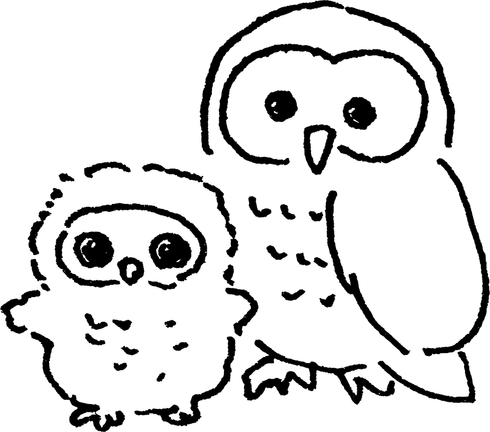 親子のふくろうのイラスト Owls てがきですのb かわいい ゆるい無料イラスト
