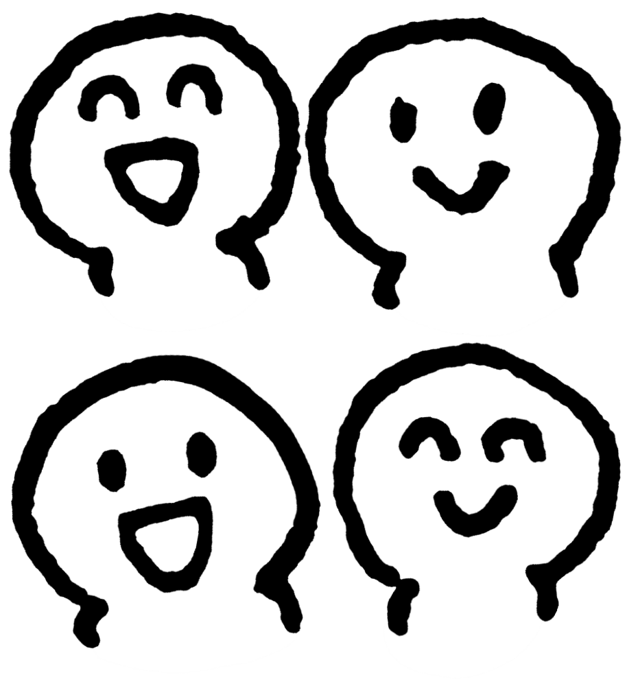 笑顔 4種類セットのイラスト Smiles てがきですのb かわいい ゆるい無料イラスト