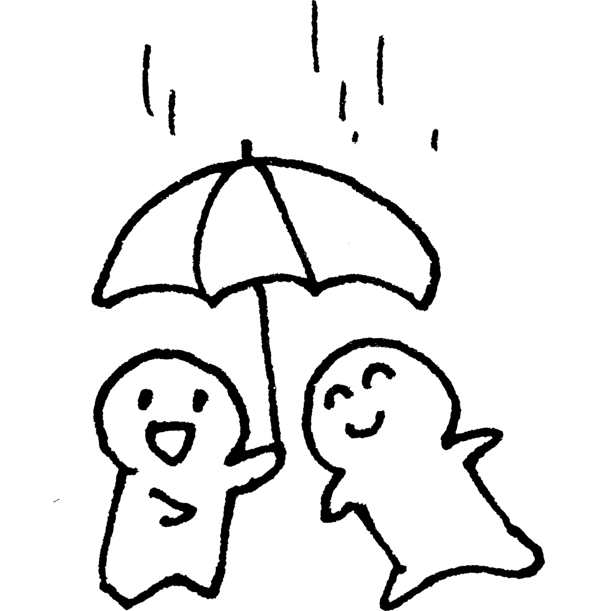 傘をシェアするのイラスト / Share an umbrella Illustration
