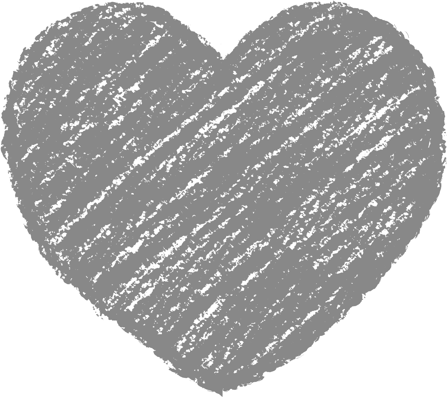 クレヨン塗り背景 ねずみ色 新（グレー）ハートのイラスト heart_gray