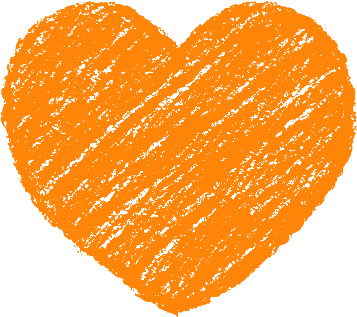 クレヨン塗り背景 だいだい色 新（オレンジ）ハートのイラスト heart_orange