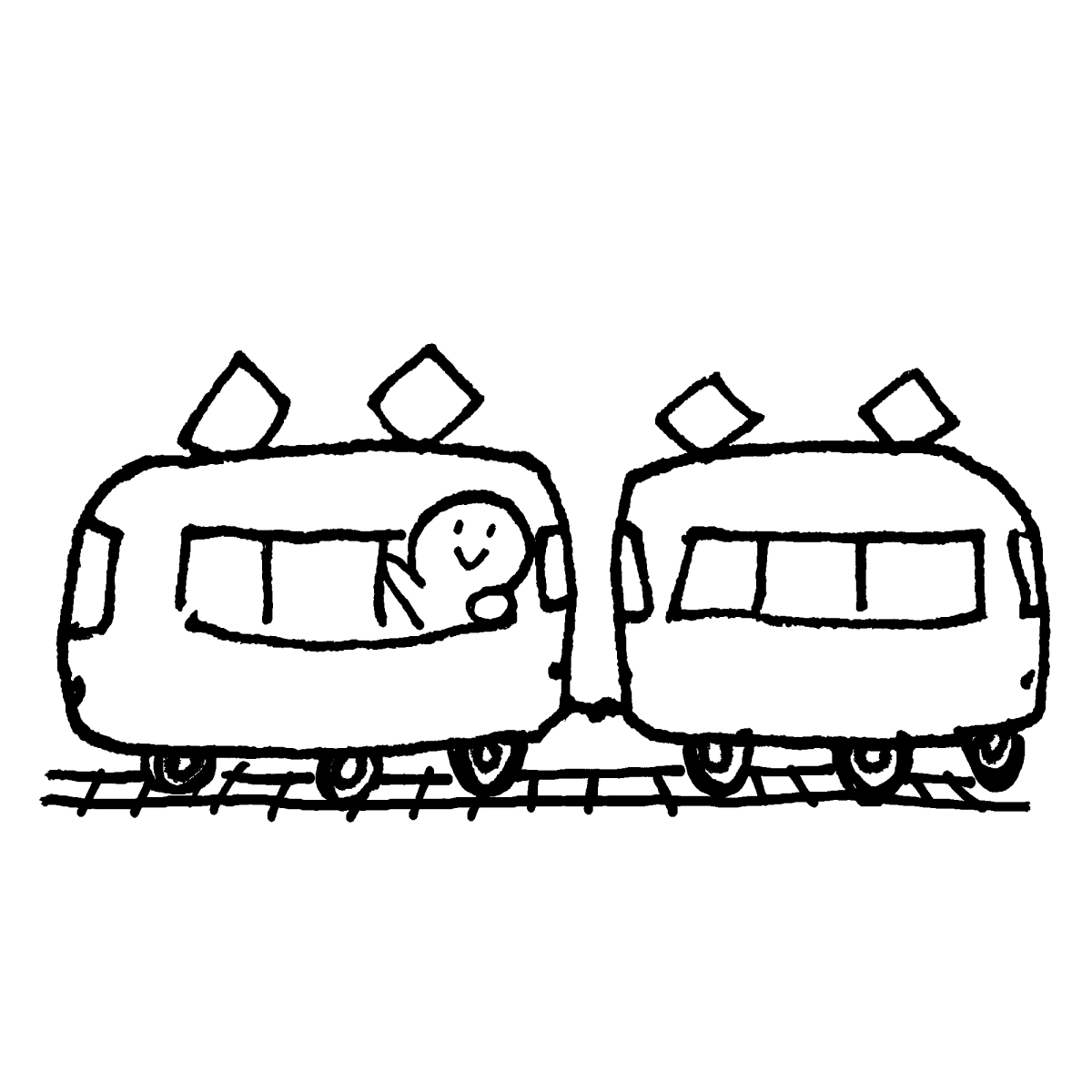 電車 てがきですのb かわいい ゆるい無料イラスト