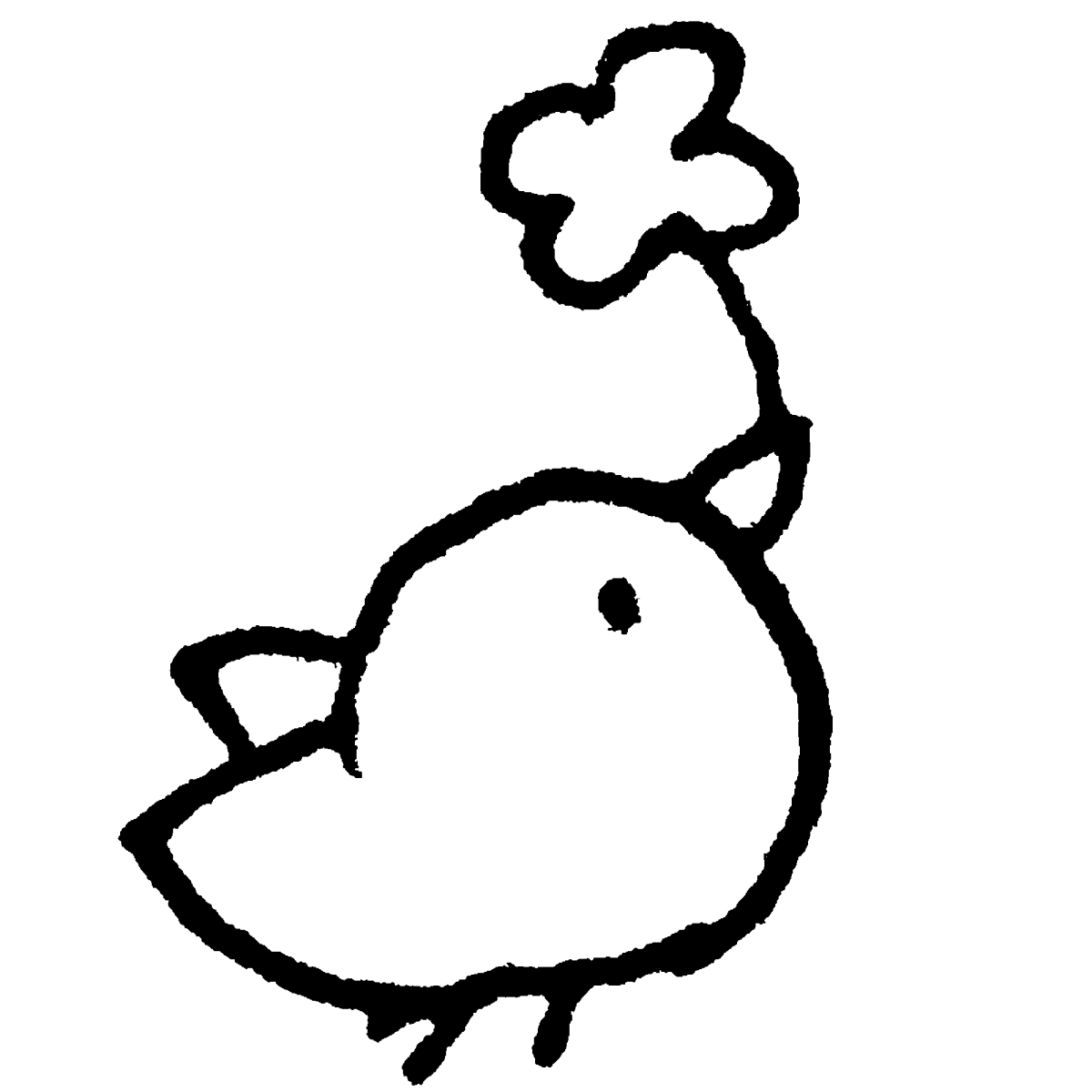 クローバーと鳥（右向き）のイラスト / Clovers and birds (right) Illustration