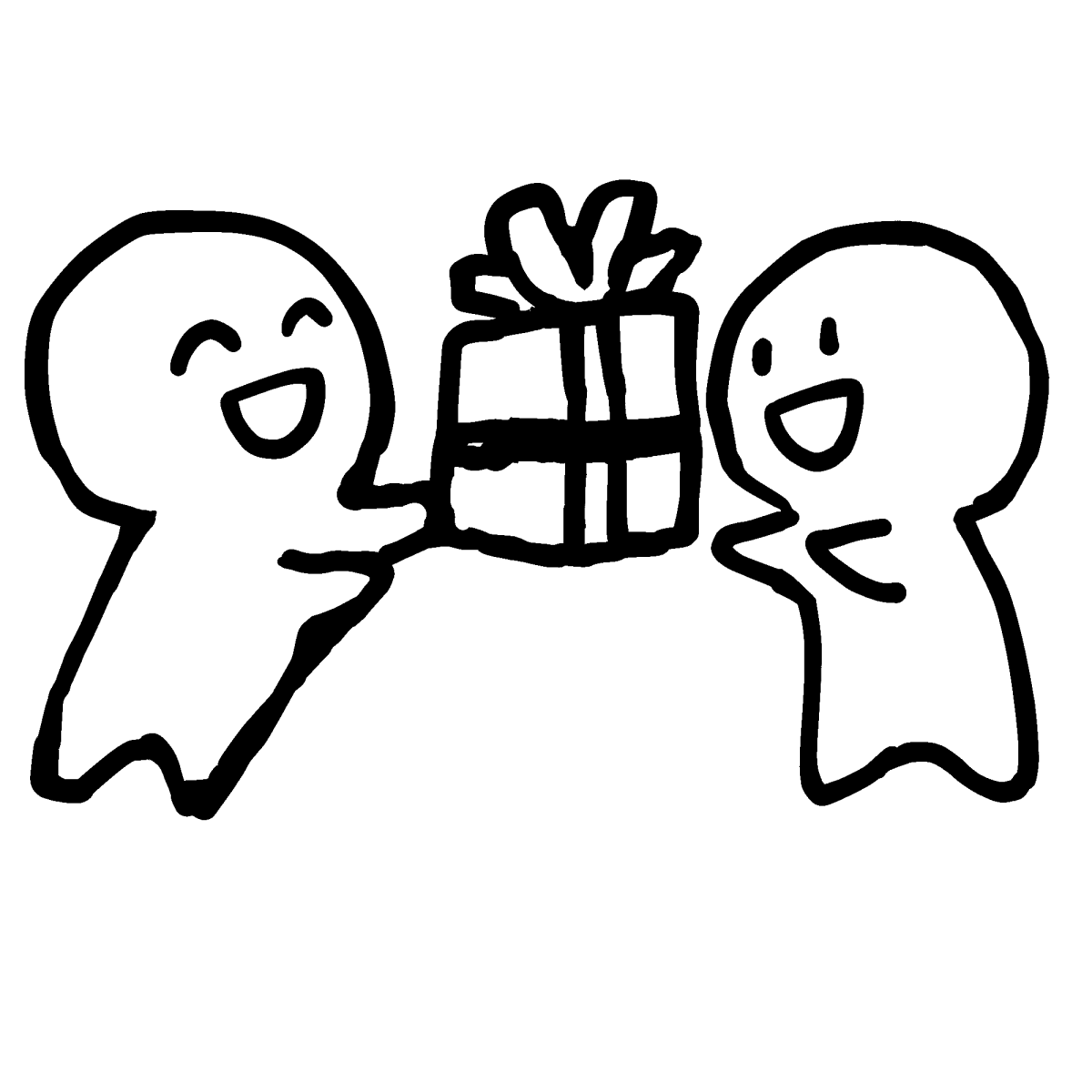 プレゼントを渡すのイラスト Give Someone A Present てがきです