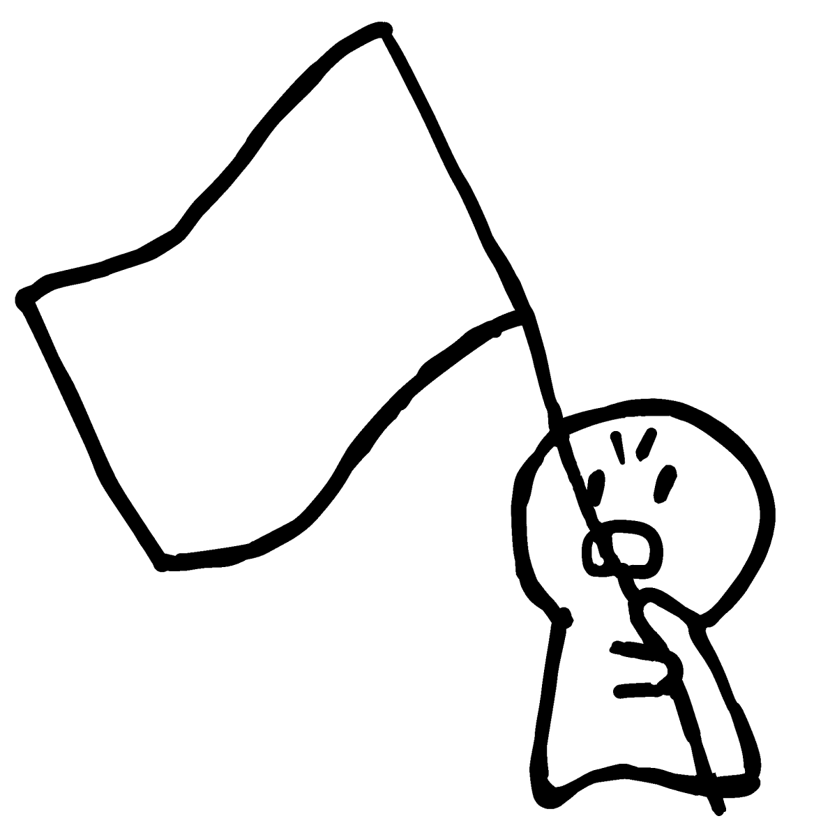 旗士が手旗を持つ1のイラスト A Flagman Holding A Flag てがきですのb かわいい ゆるい無料イラスト