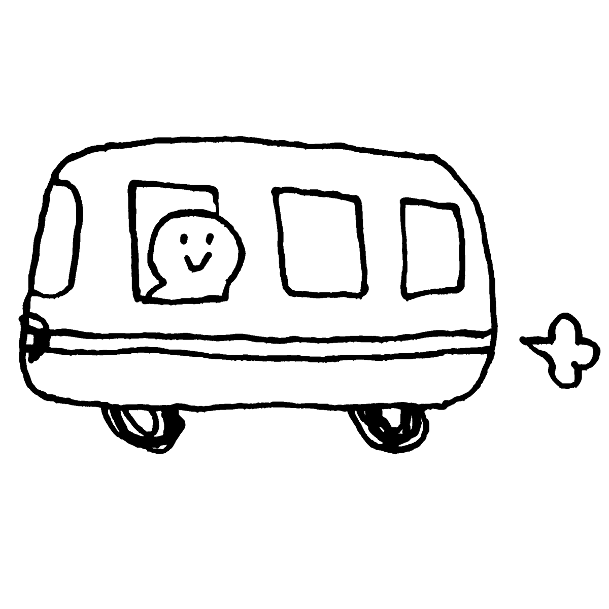 車に乗る てがきですのb かわいい ゆるい無料イラスト