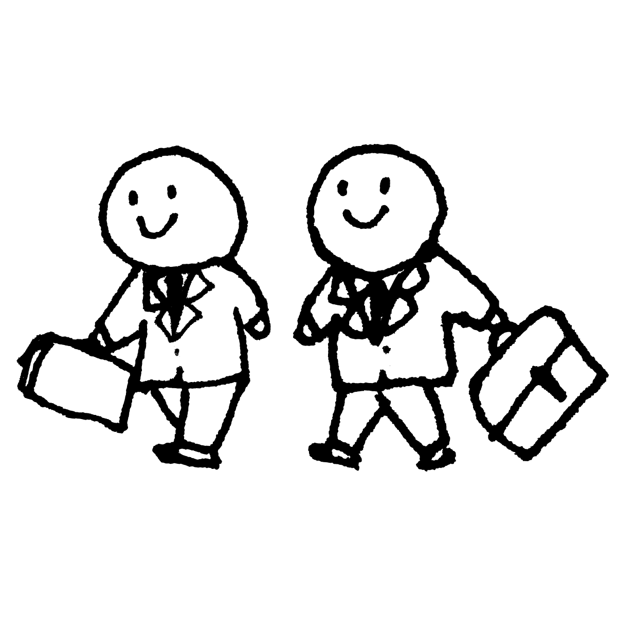 歩く2人のサラリーマンのイラスト / Two office workers walking Illustration