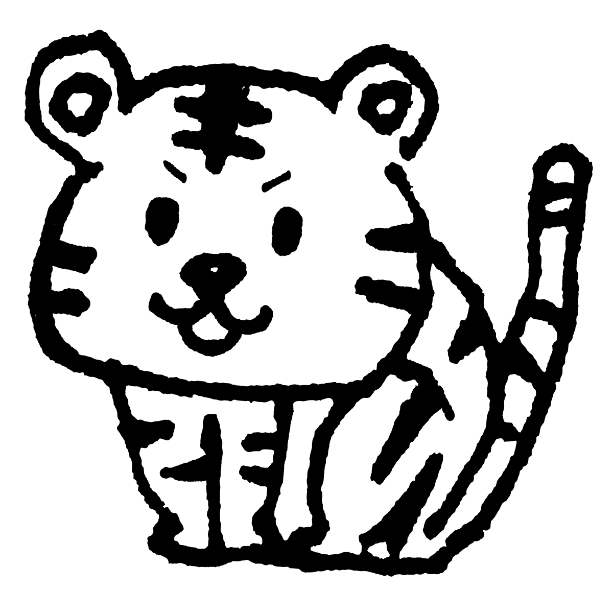 座るトラのイラスト / Sitting tiger Illustration