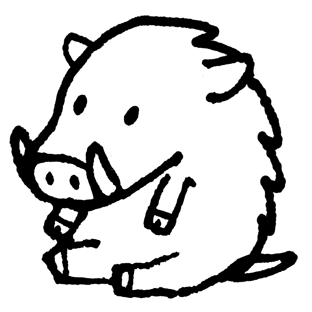 座るイノシシのイラスト Boar Sitting On てがきですのb かわいい ゆるい無料イラスト