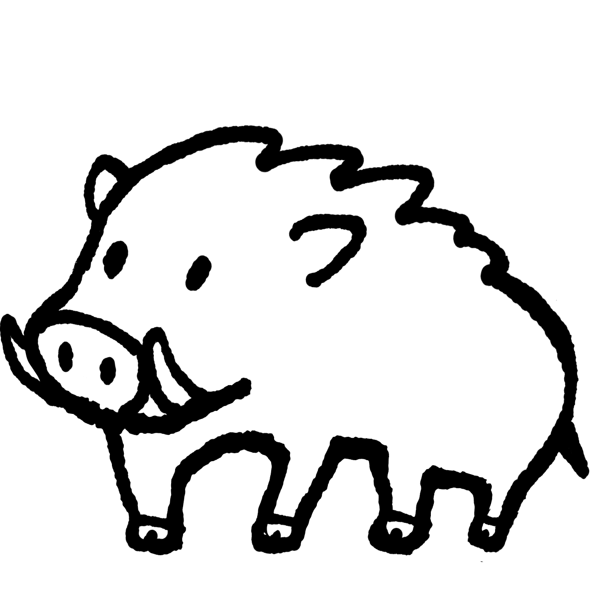 座るイノシシのイラスト Boar Sitting On てがきですのb かわいい ゆるい無料イラスト