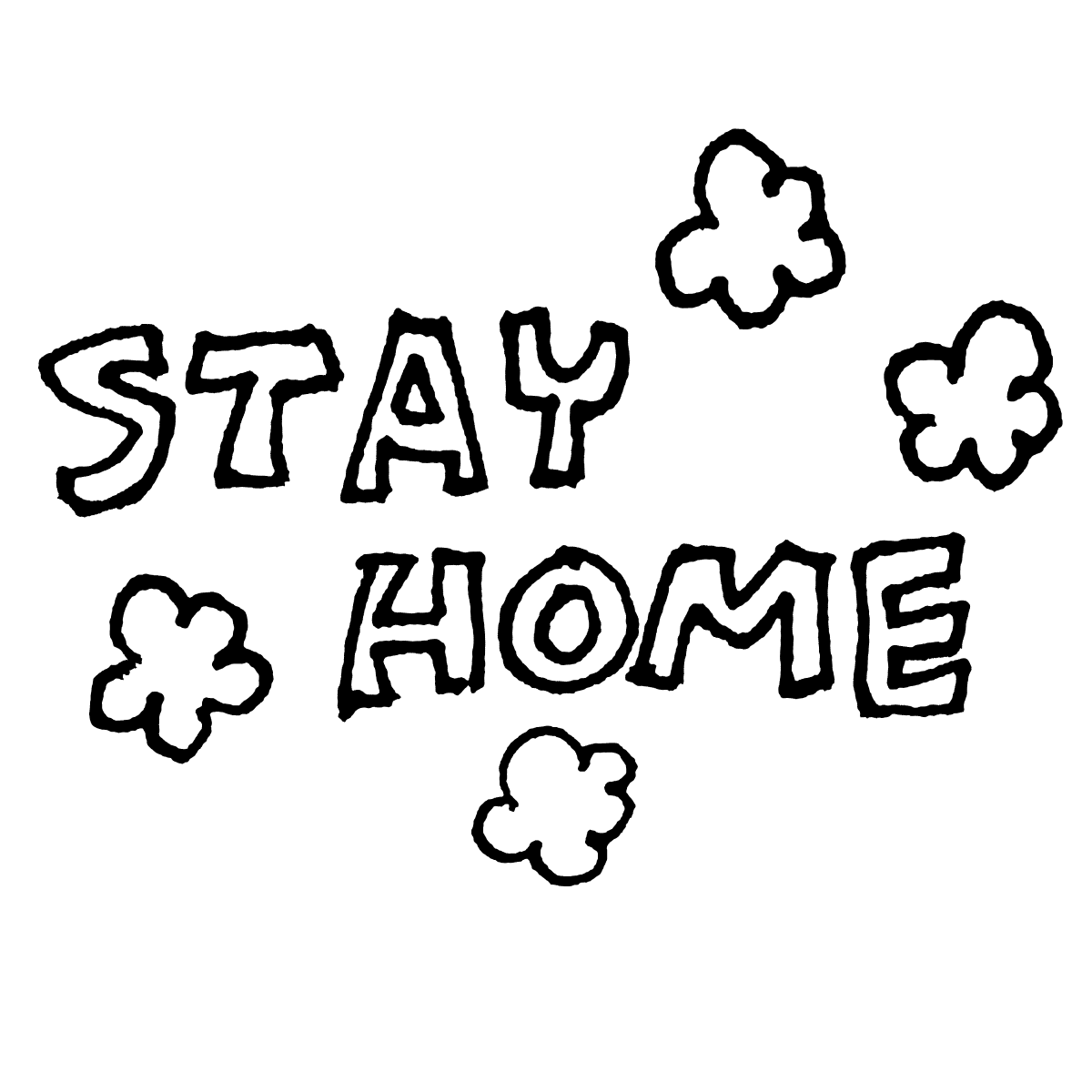 Stay Home 文字 4種 てがきですのb かわいい ゆるい無料イラスト