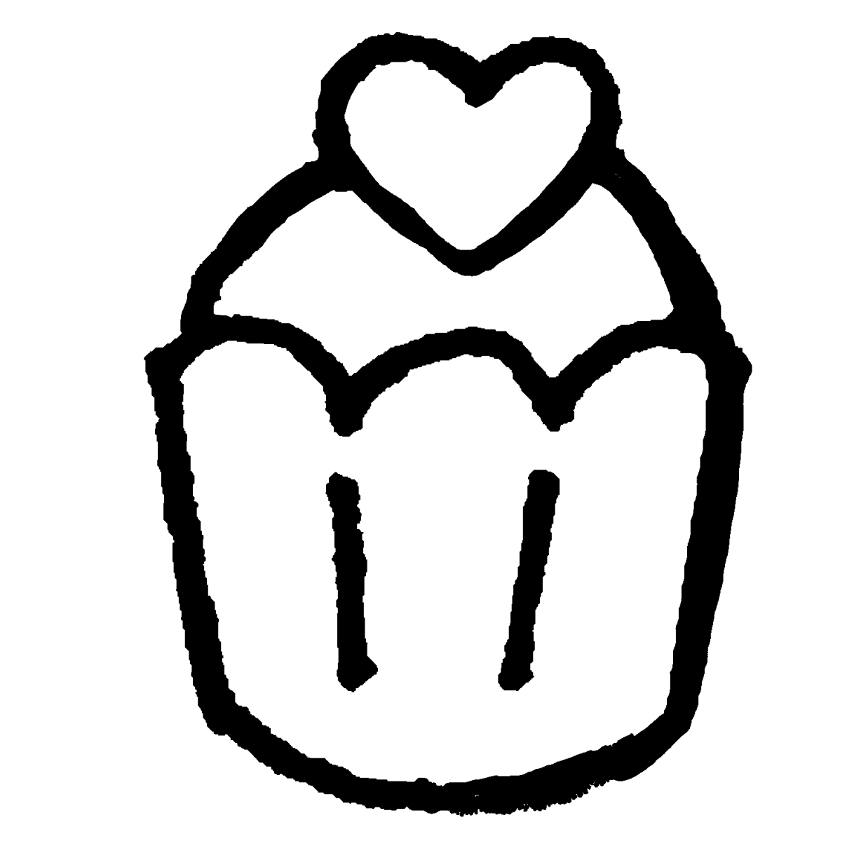 ハートのせカップケーキ 2種 てがきですのb かわいい ゆるい無料イラスト