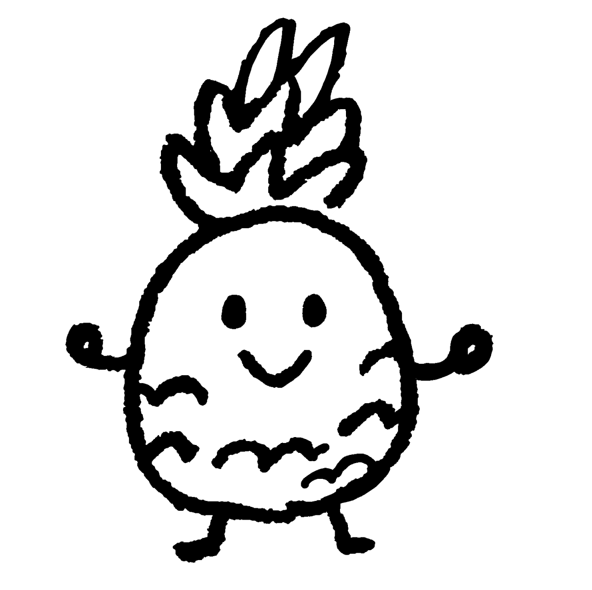 パイナップル（顔つき）のイラスト / Pineapple (with face) Illustration