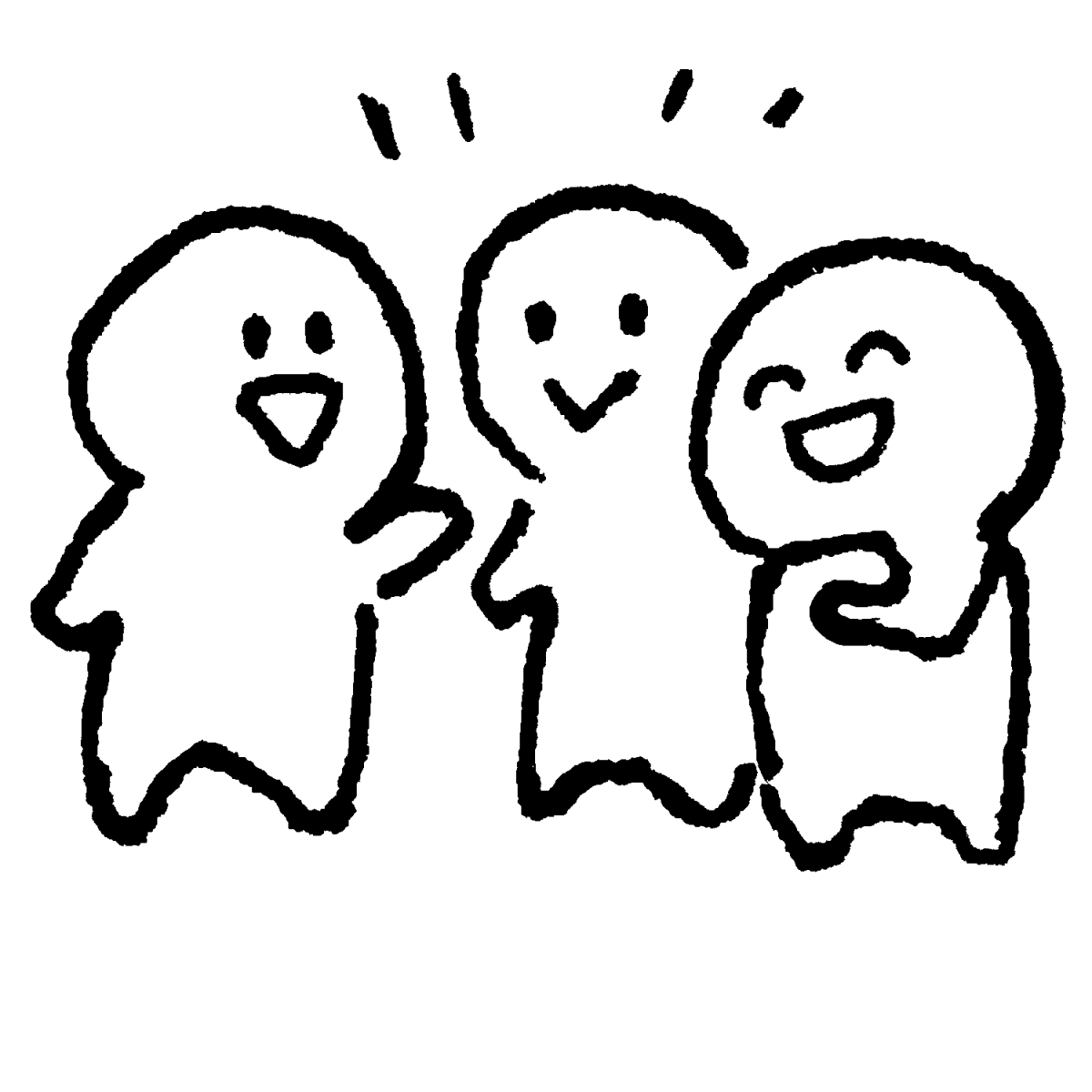 3人で立ち話のイラスト / Three people standing around talking. Illustration