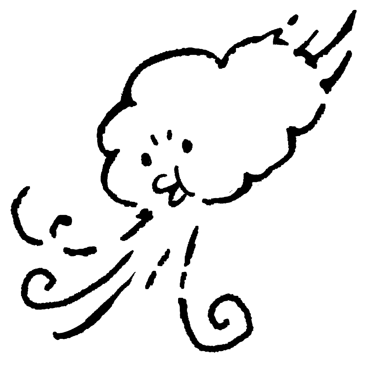 風を吹く北風のイラスト / Clouds blowing in the wind Illustration