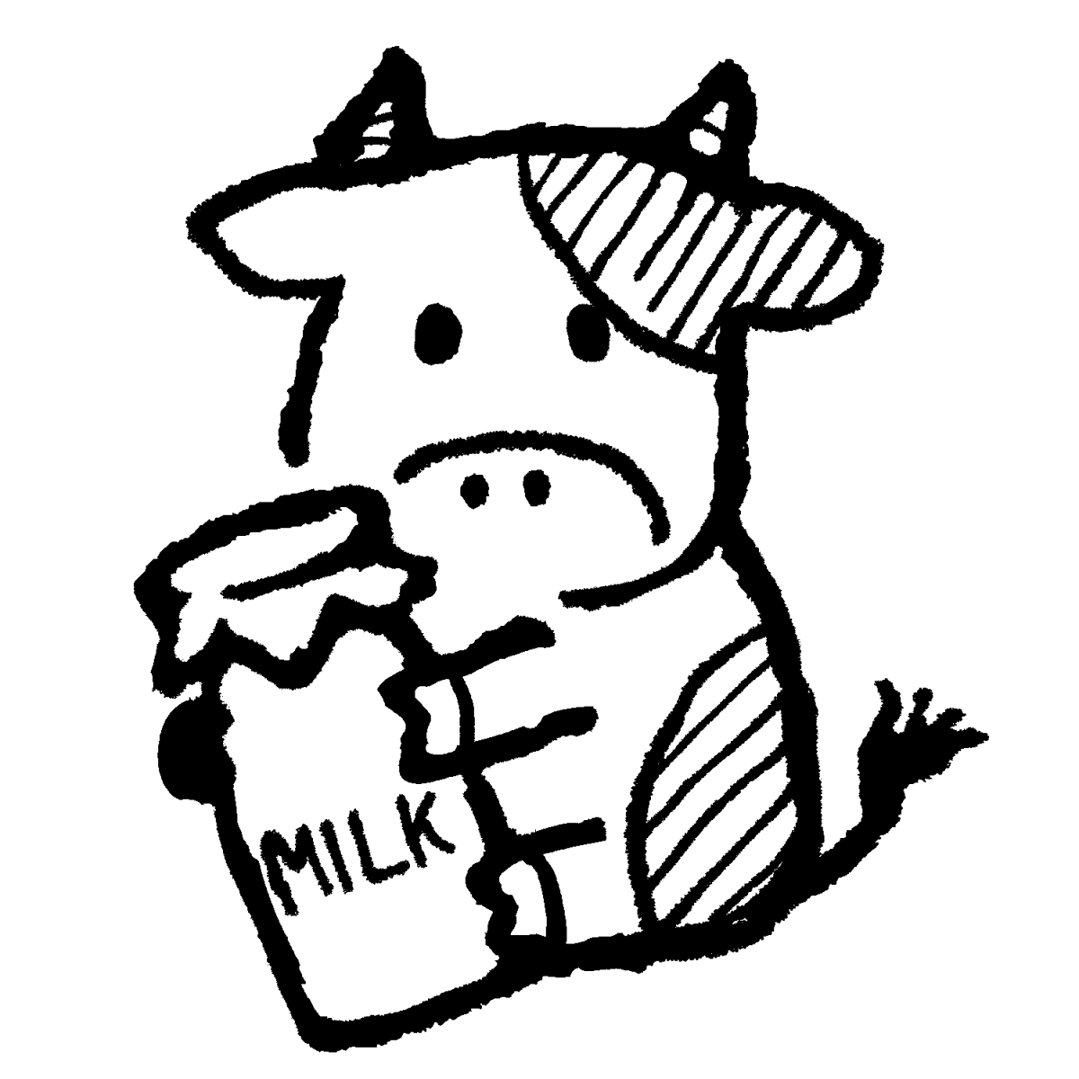牛乳を持つ牛（笑顔あり）のイラスト / Cow with milk Illustration