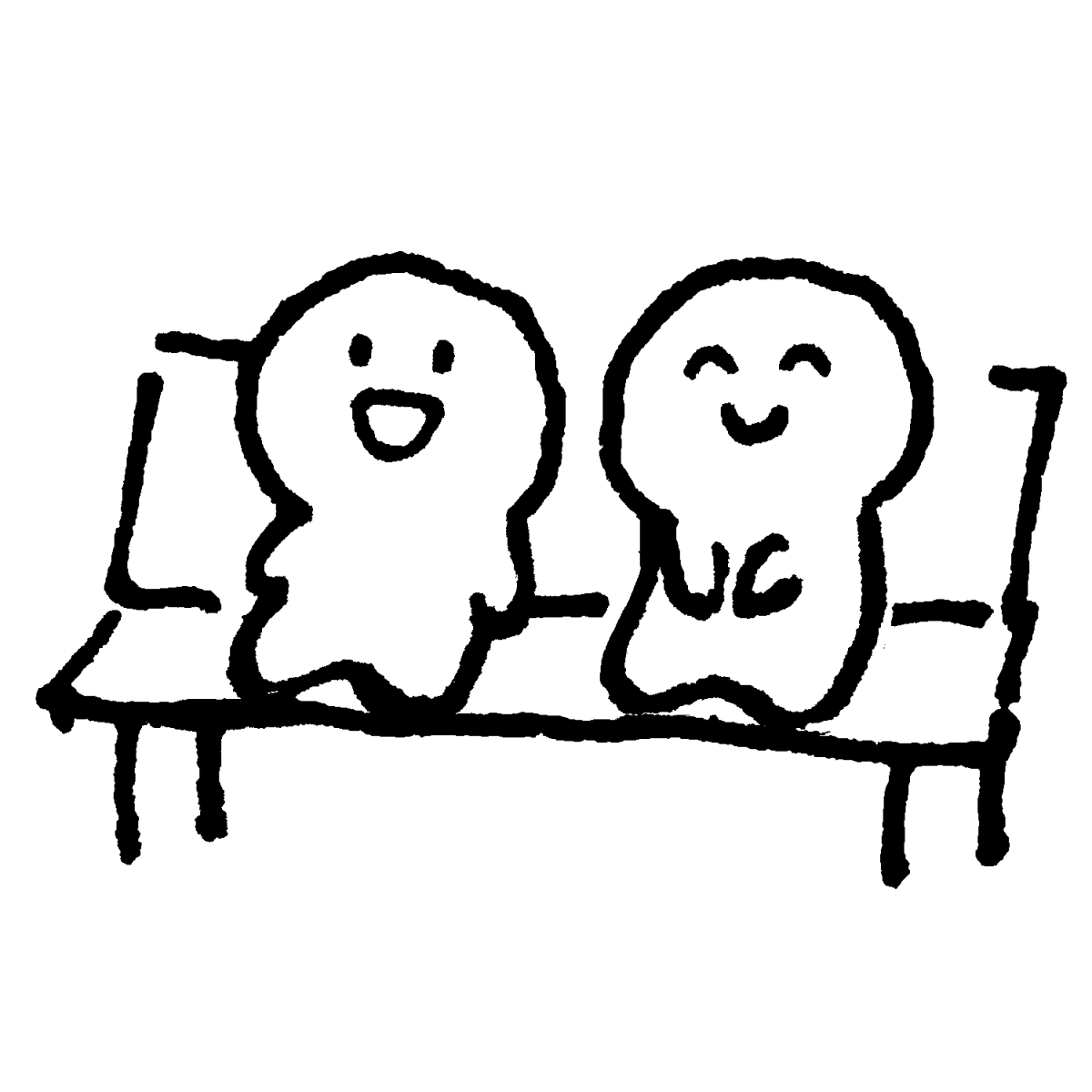 仲良くベンチのイラスト / Sitting on a bench together in good humor. Illustration