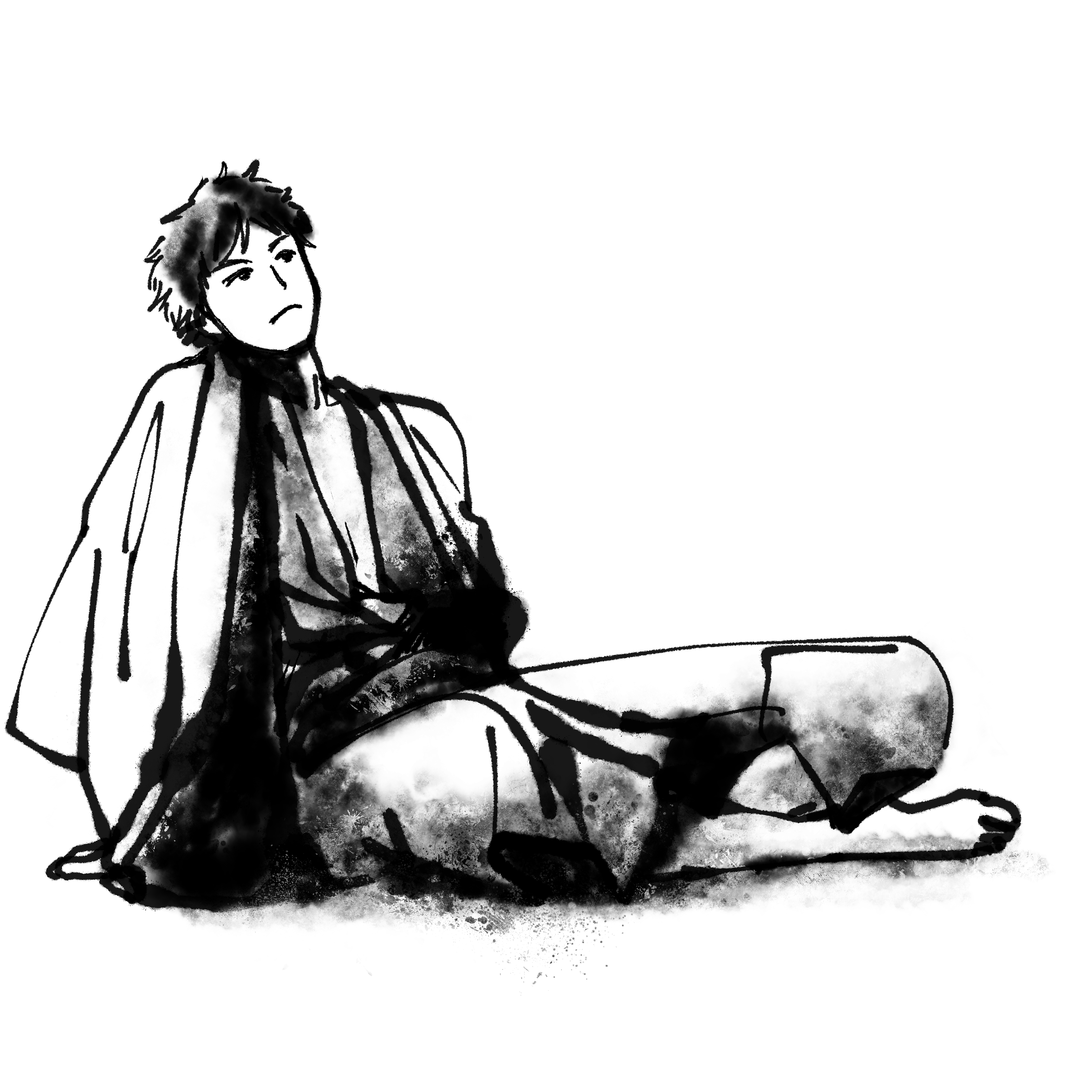 袴姿 男性 の墨絵 Wears Hakama Male 和風の無料墨絵イラスト 墨絵ですの