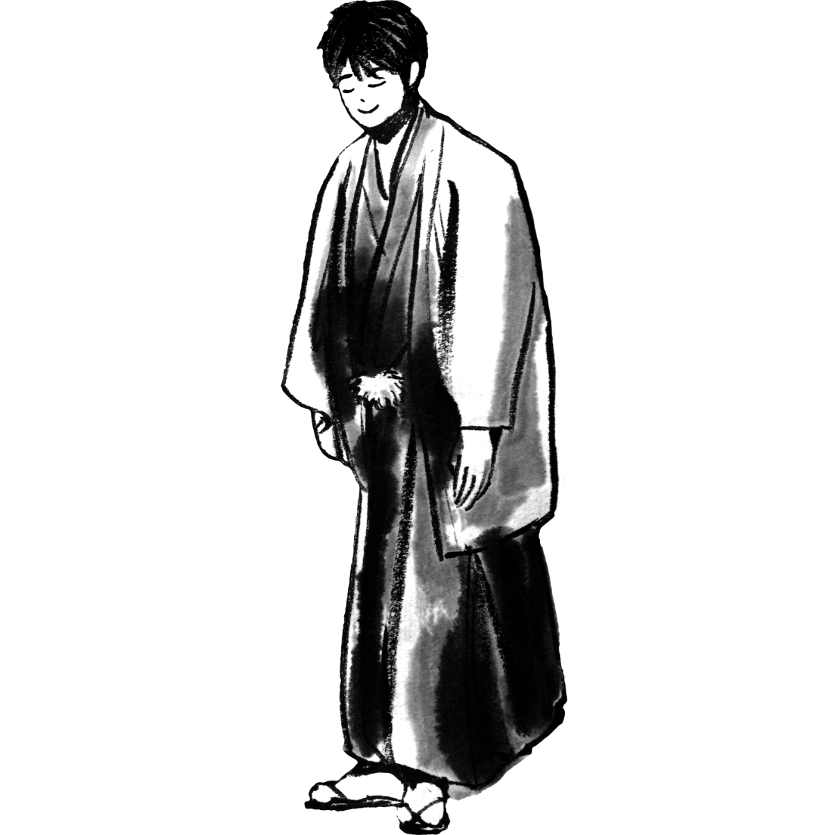 着物姿でおじぎ（男性）のイラスト Bow in Kimono -Male-  Illustration