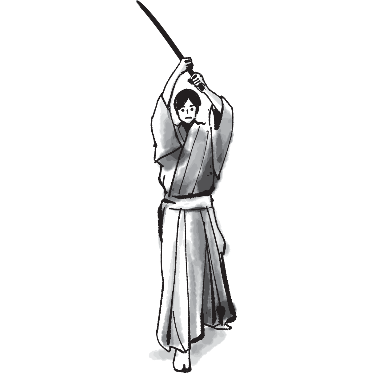 剣を上げる男性のイラスト Raising swords  Illustration