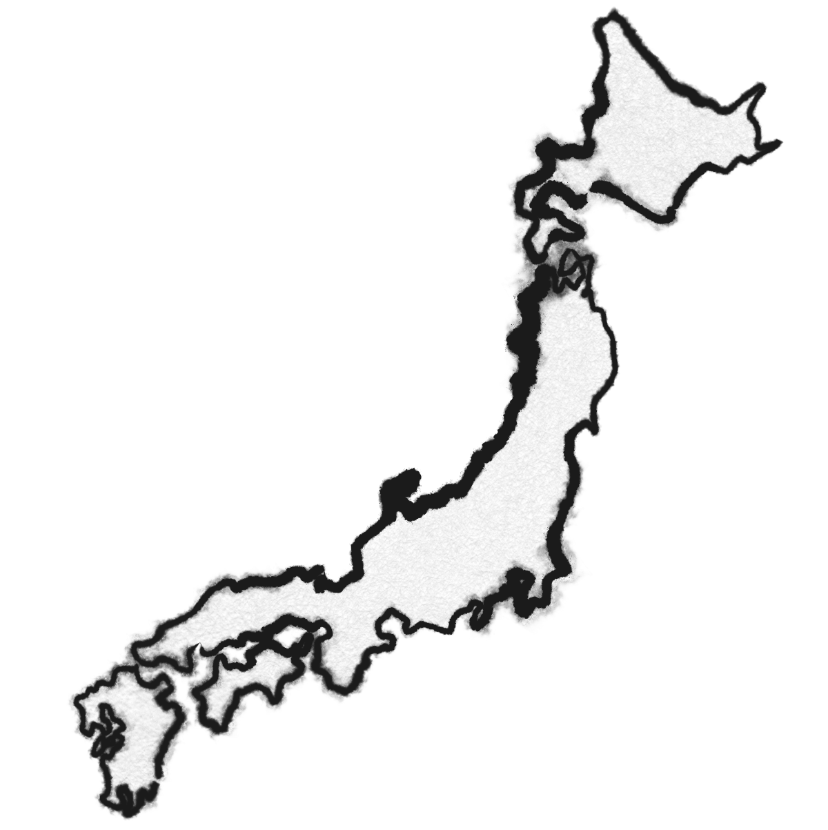 日本列島の墨絵 Japanese Archipelago 和風の無料墨絵イラスト 墨絵ですの